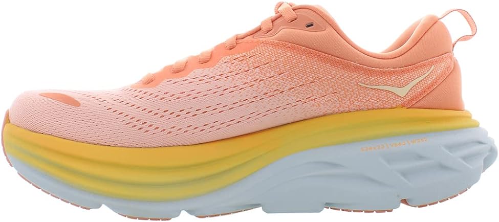 HOKA ONE Bondi 8 Womens Running Shoes - Shell Coral Peach Parfait - 9.5