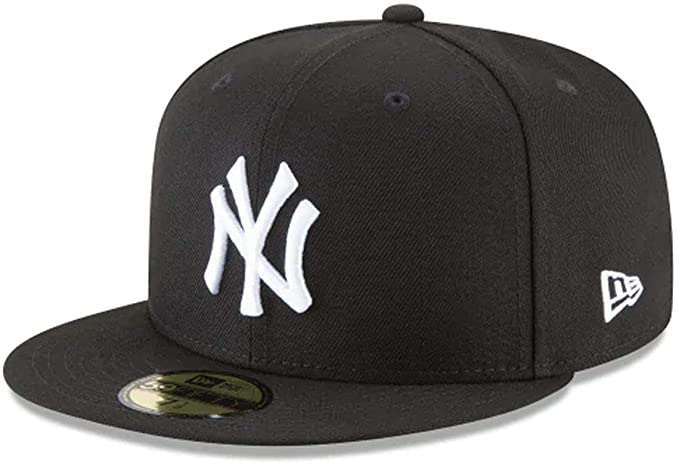 New Era New York Yankees Basic 59Fifty Fitted Cap Hat Black/White 11591127 (Size 7 1/2)