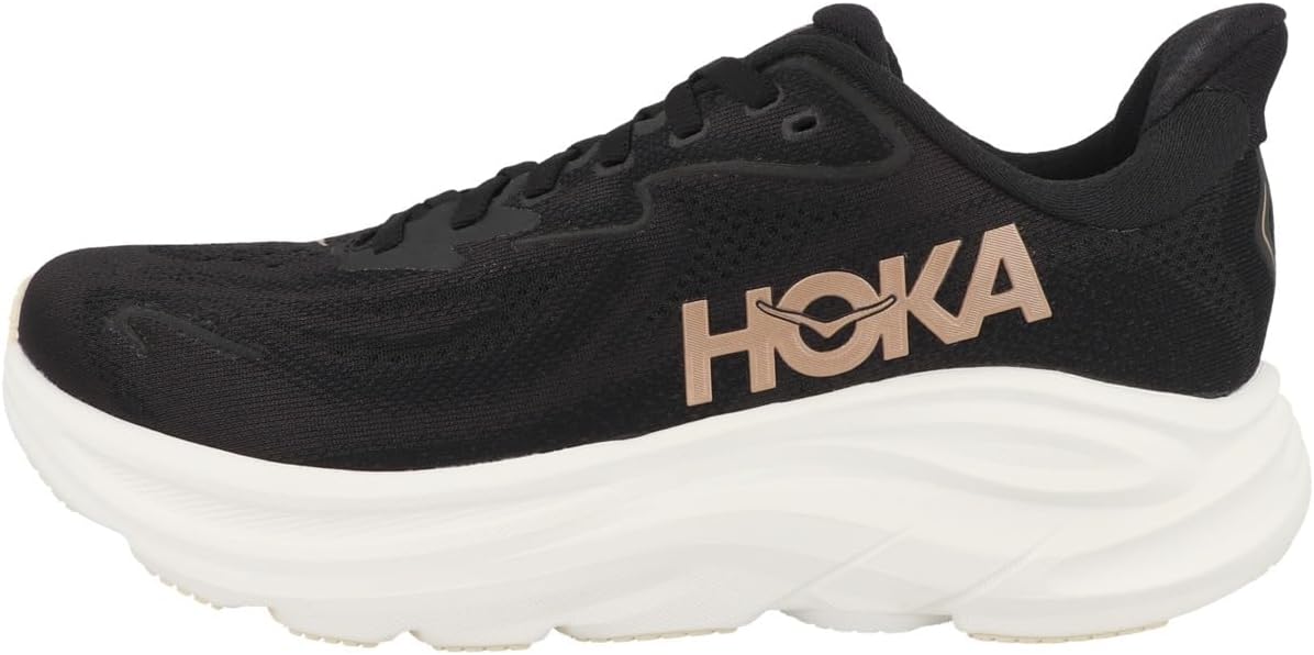 Hoka One Womens Clifton 10 Road Running Shoes - Black/Rose Gold - 10