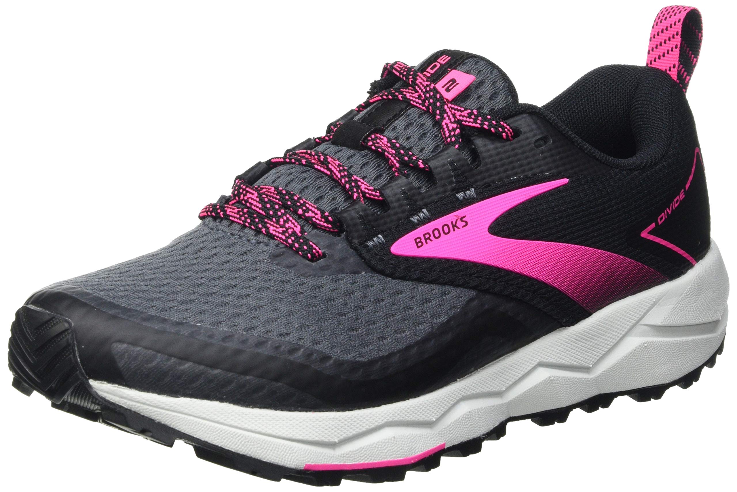 Brooks Womens Divide 2 Trail Running Shoe - Black/Ebony/Pink - 9.5