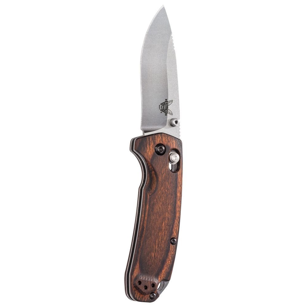 Benchmade - North Fork 15031-2 Knife - Drop-Point Blade - Plain Edge - Satin Finish - Wood Handle