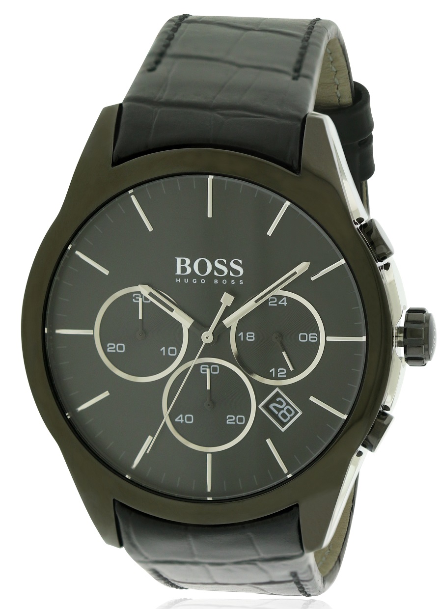 Hugo Boss Leather Chronograph Mens Watch 1513367