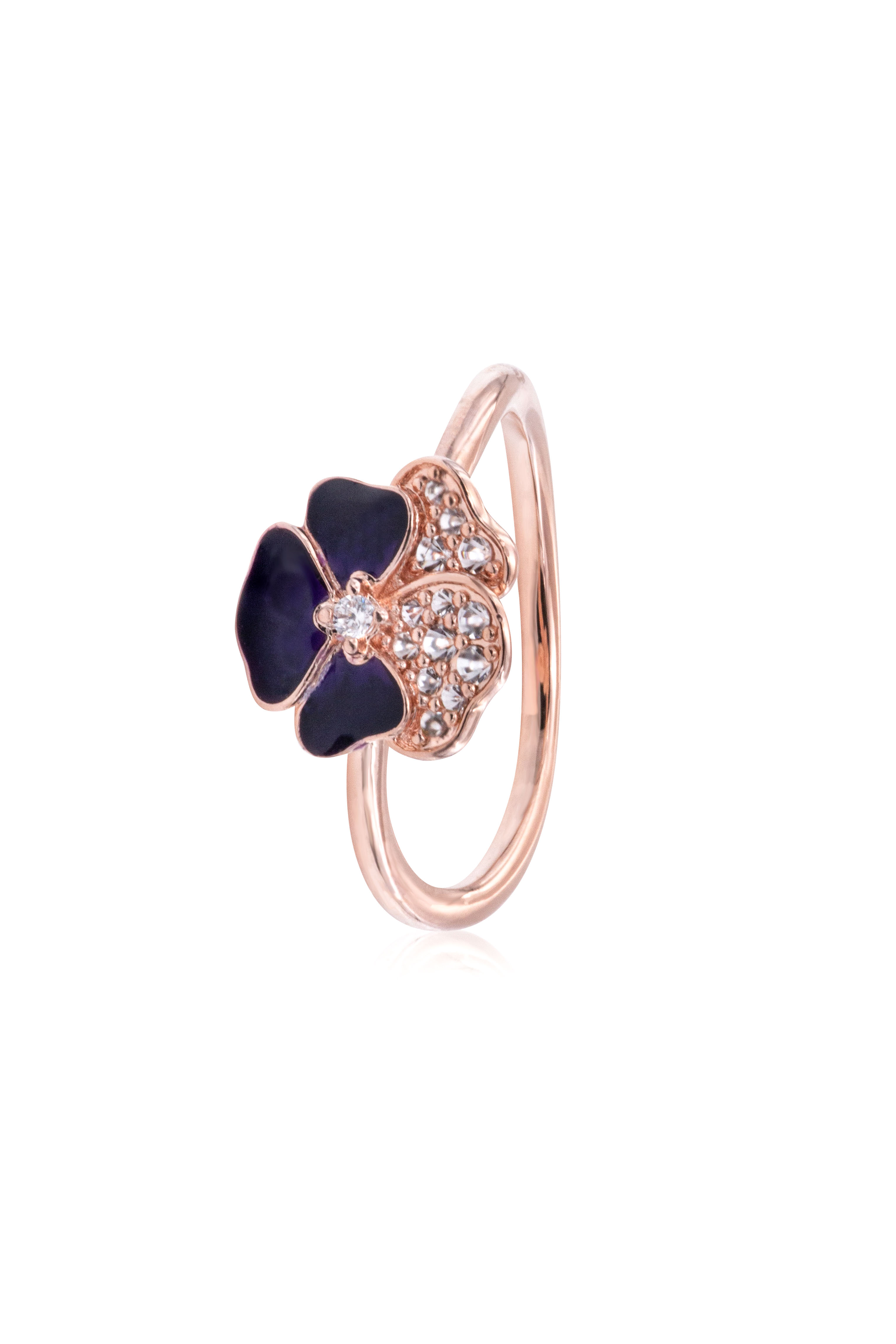 Pandora Moments Deep Purple Pansy Flower Ring