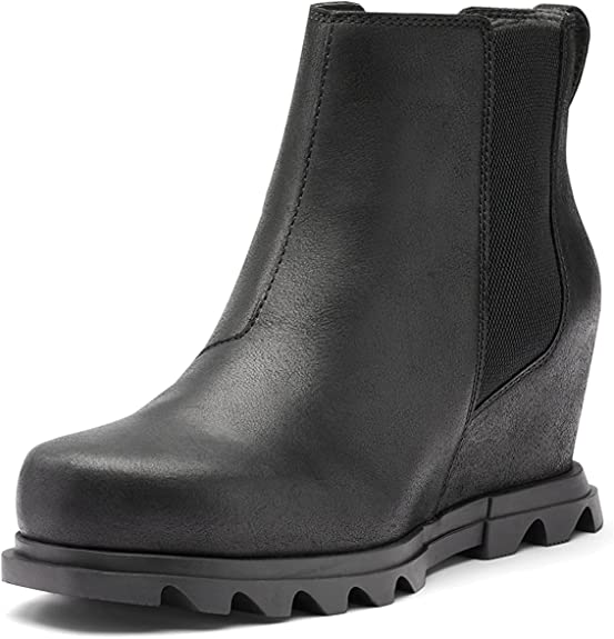 Sorel Womens Joan Of Arctic Wedge III Chelsea Bootie - Black/Sea Salt - 8