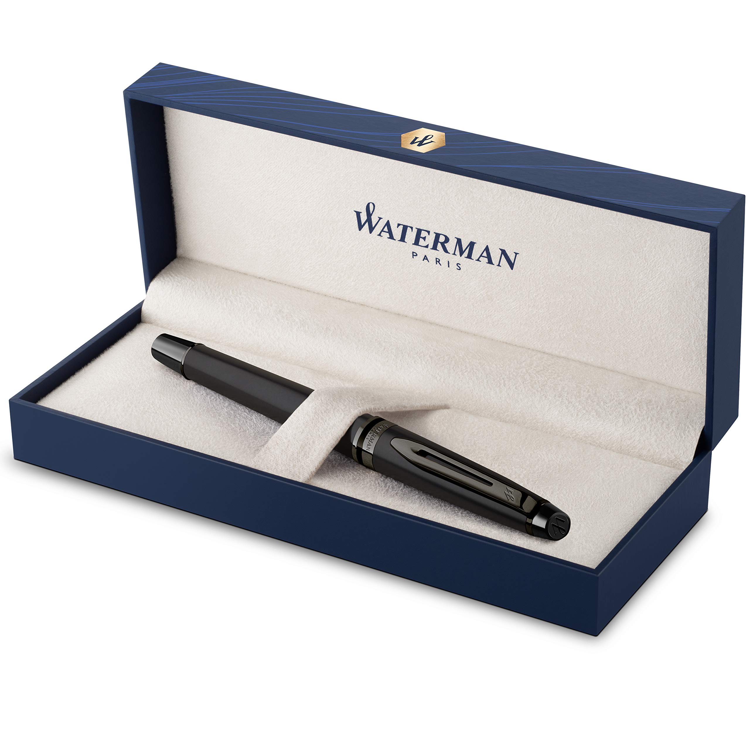 Waterman Expert Rollerball Pen - Ruthenium Trim - Fine Point - Black Ink