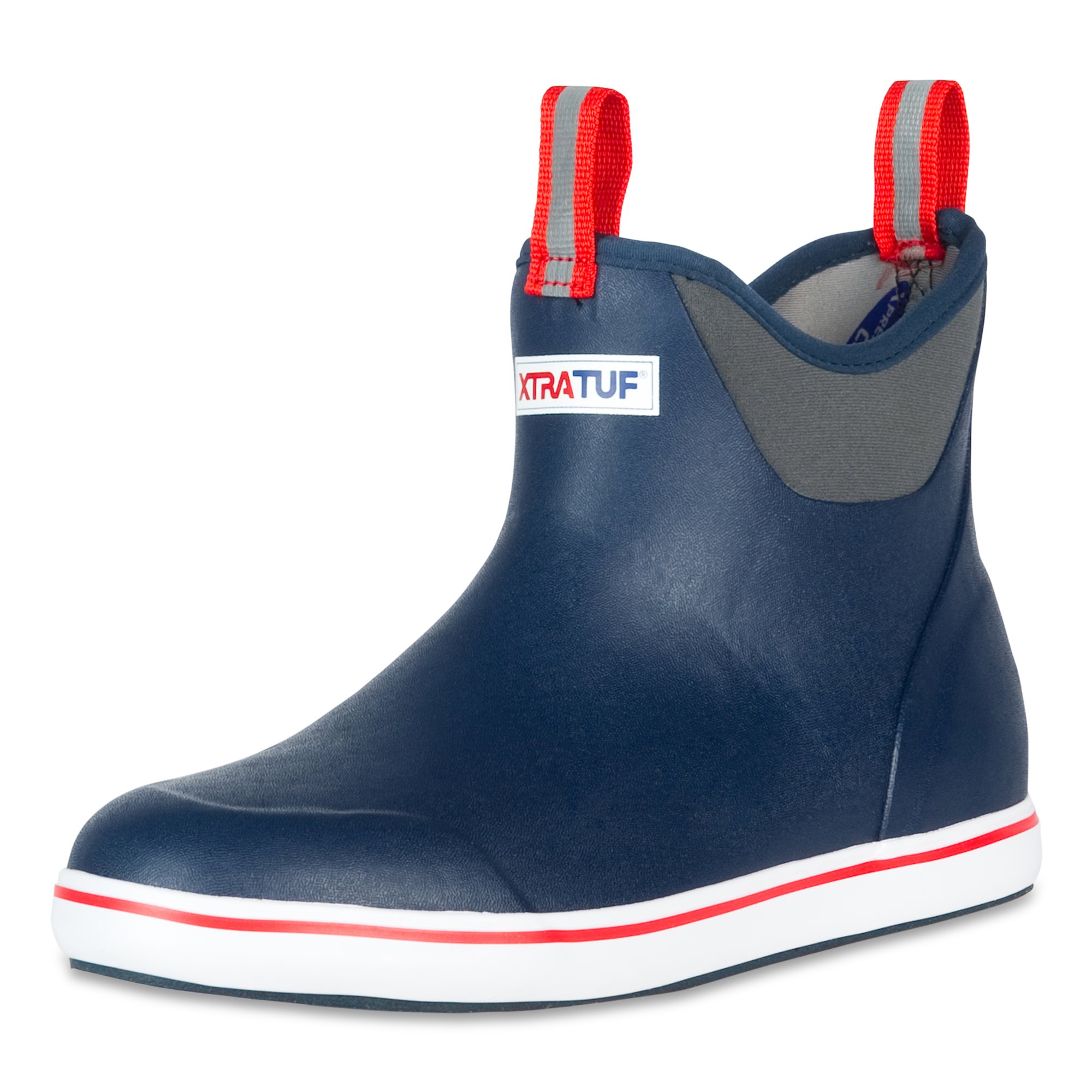 XTRATUF Performance Series 6 Inch Mens Full Rubber Ankle Deck Boots - Navy & Red  - Size 12
