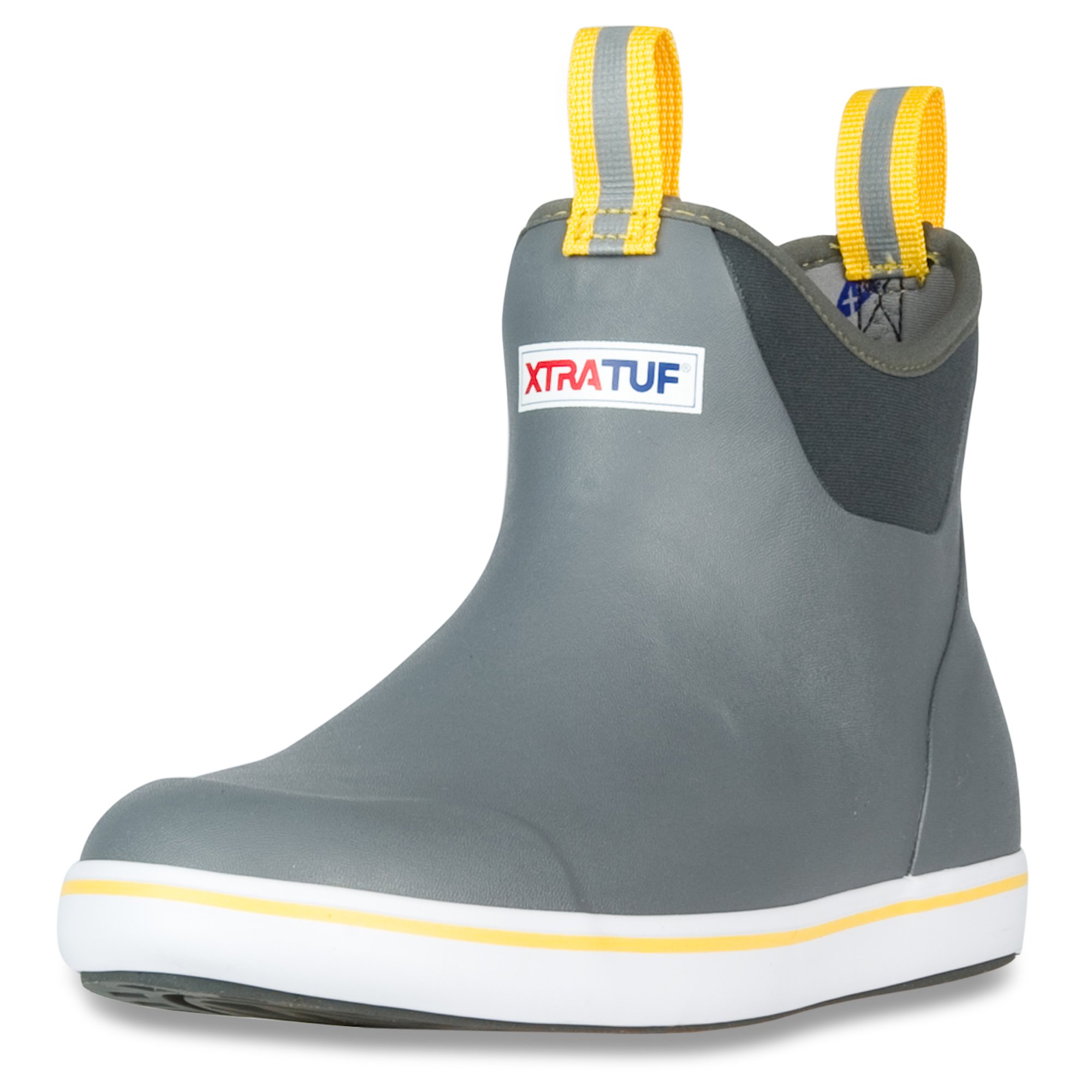XTRATUF Performance Series 6 Inch Mens Full Rubber Ankle Deck Boots - Gray/Yellow - Size 11