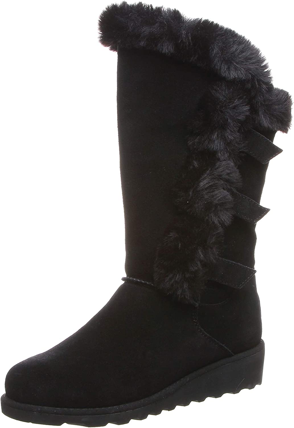BEARPAW Womens Genevieve Suede 12 Inch Slip On Boots - Black - 8