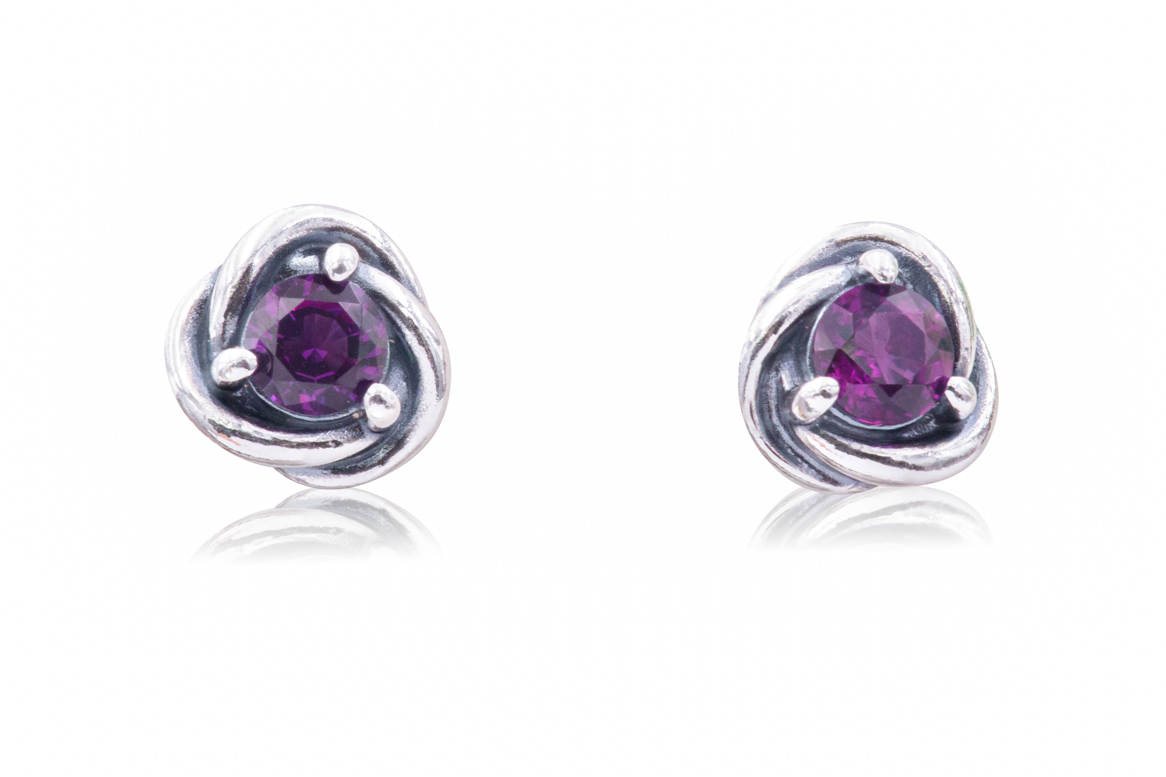 Pandora February Purple Eternity Circle Stud Earrings