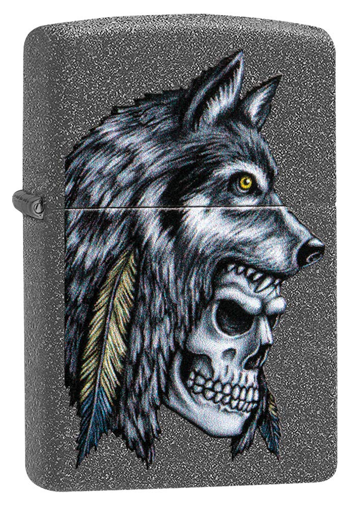 Zippo 211 Wolf Skull Feather Design Lighter