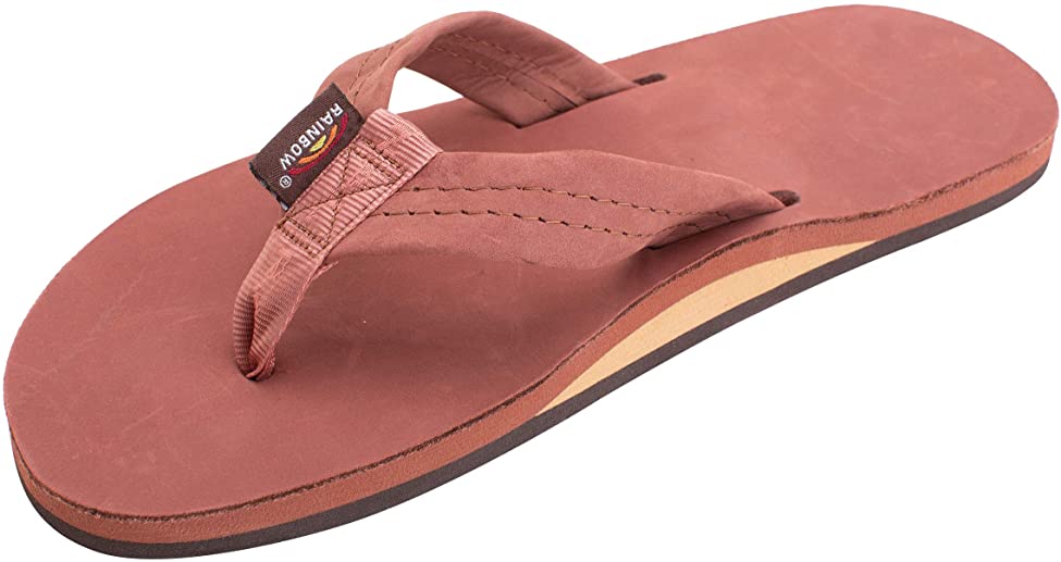 Rainbow Mens Single Layer Premier Leather with Arch Support Sandals - Cognac  - Small