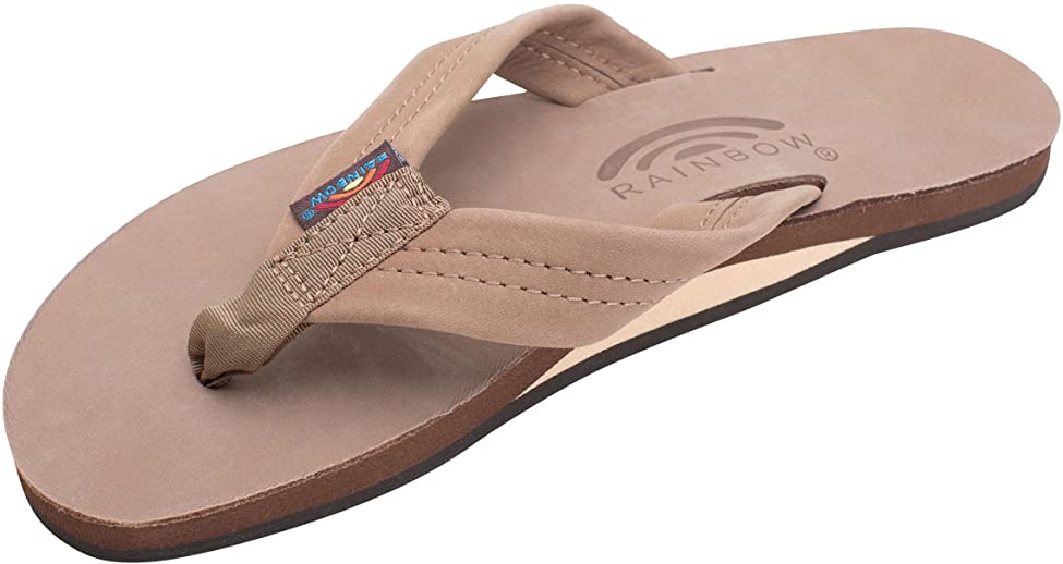 Rainbow Mens Single Layer Premier Leather with Arch Support Sandals - Dark Brown - X-Large