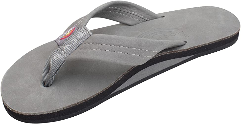 Rainbow Mens Single Layer Premier Leather with Arch Support Sandals - Cool Grey - Medium