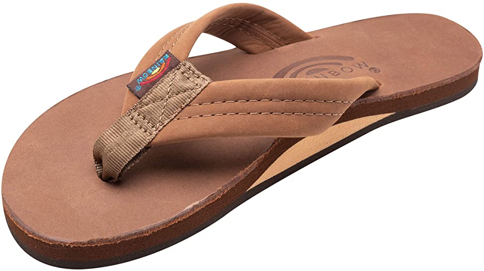 Rainbow Mens Single Layer Premier Leather with Arch Support Sandals - Redwood - Medium
