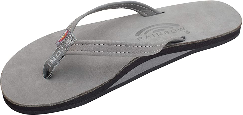 Rainbow Womens Flirty Braidy - Single Layer Premier Leather Narrow Strap with Braid Sandals - Cool Grey - X-Large