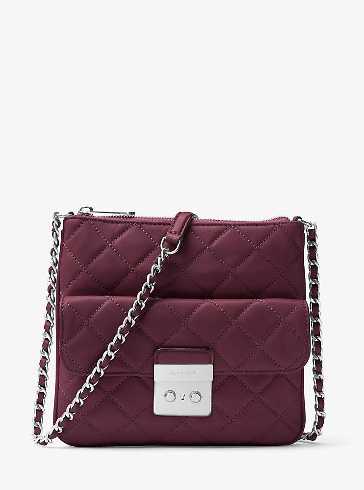 Michael Kors Sloan Medium Quilted-Leather Crossbody Bag - Plum - 30F6ASLM2L-633