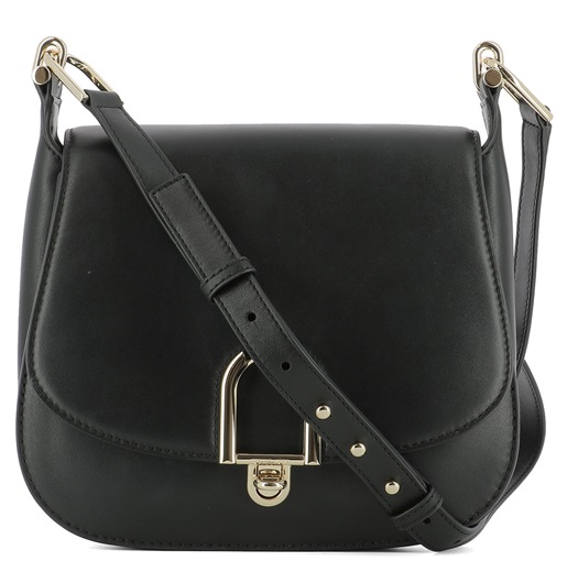 Michael Kors Delfina Large Leather Saddlebag - Black - 30T7GDZM3L-001