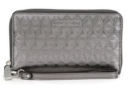 Michael Kors Quilted Metallic Multifunction Phone Wallet - Metalic Grey - 32H7SF6E3K-041