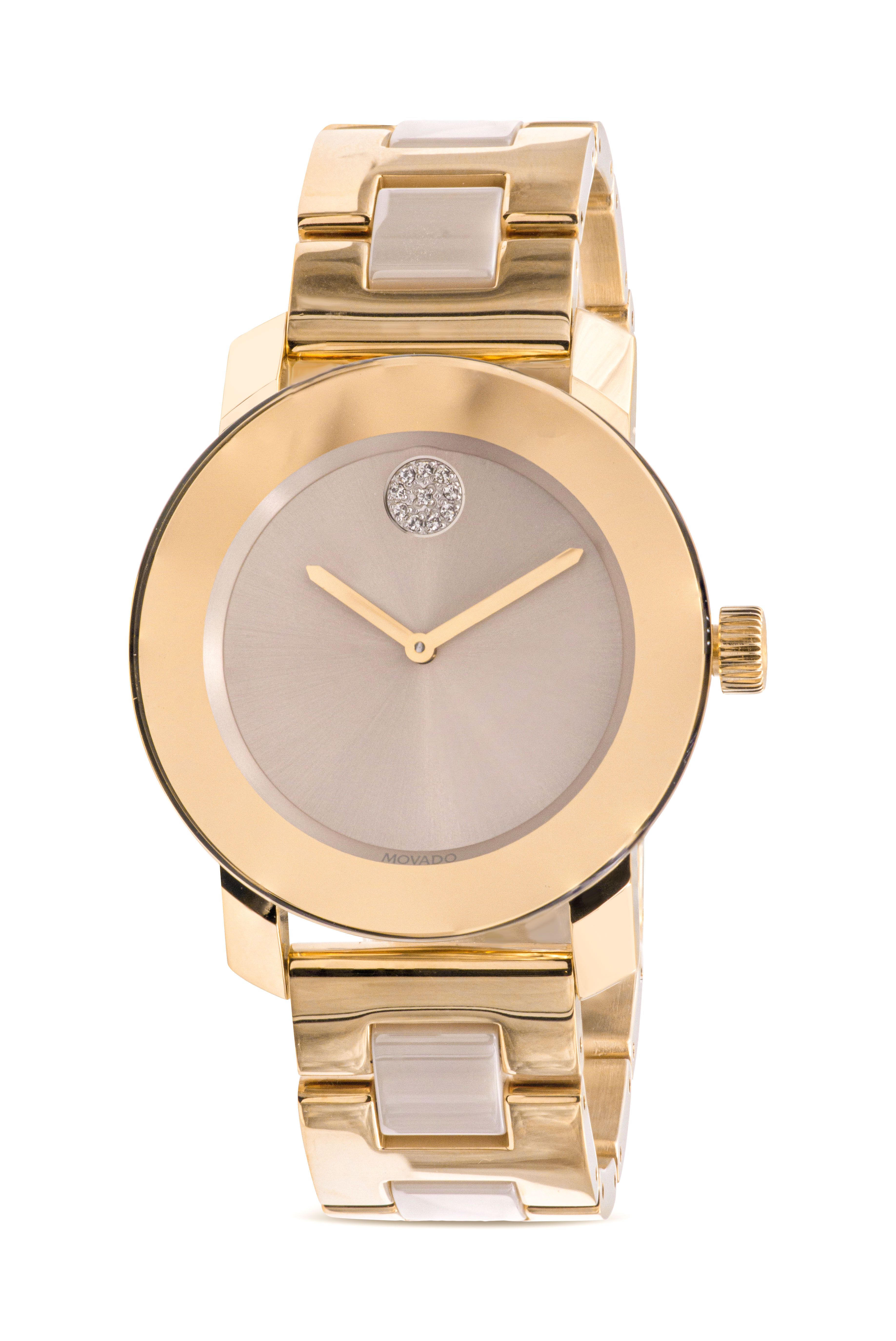 Movado Bold Ceramic Gold-Tone Ladies Watch 3600640