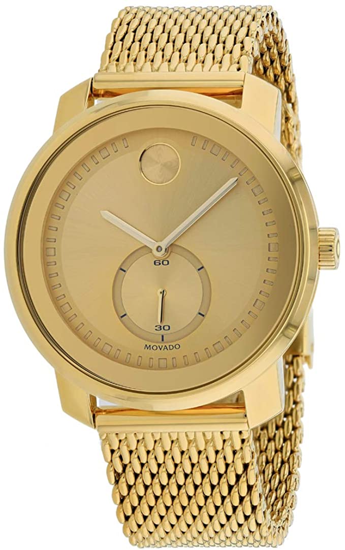 Movado Bold Gold-Tone Mesh Mens Watch 3600678