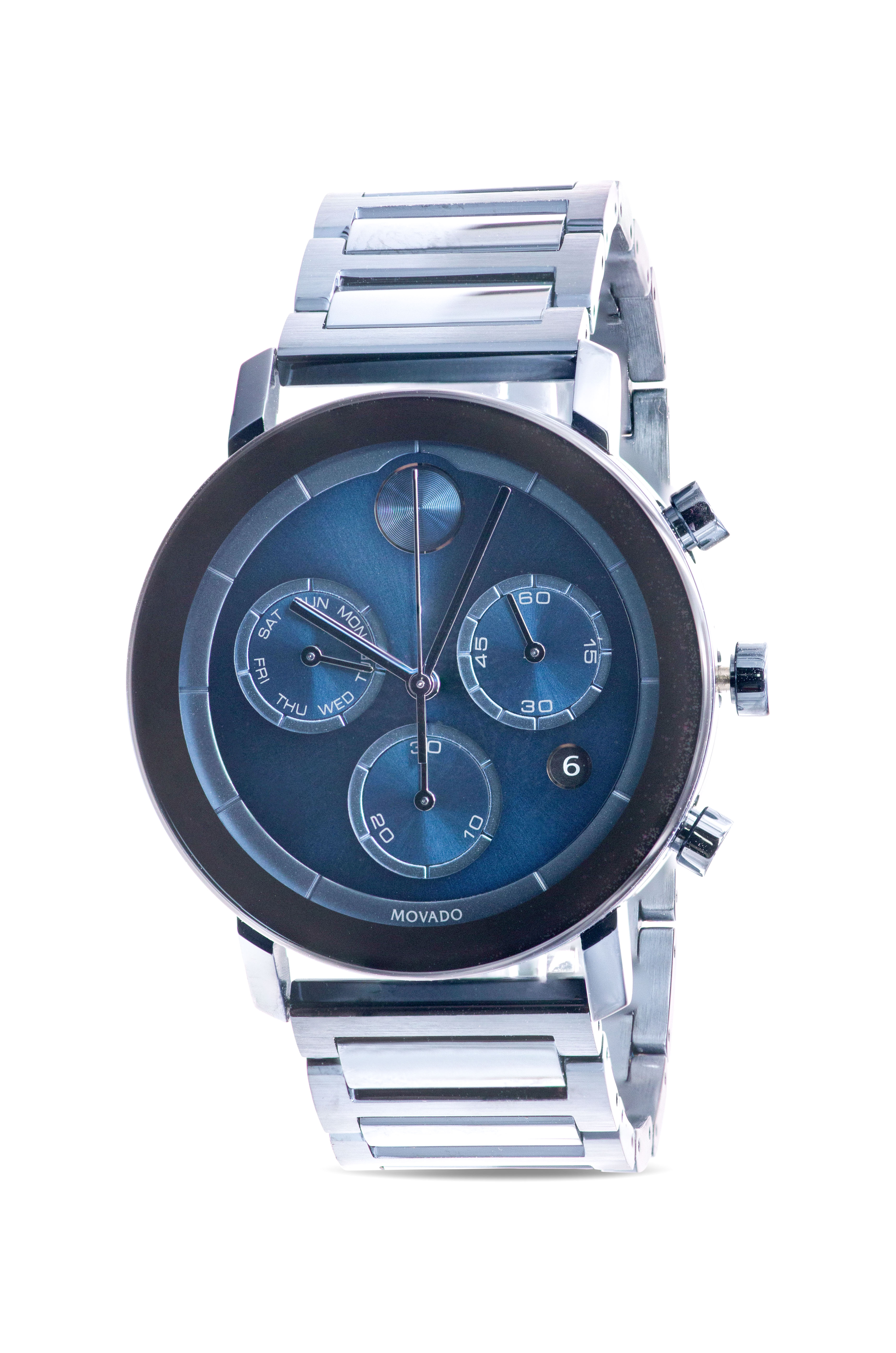 Movado Bold Evolution Blue Stainless Steel Mens Watch 3600683