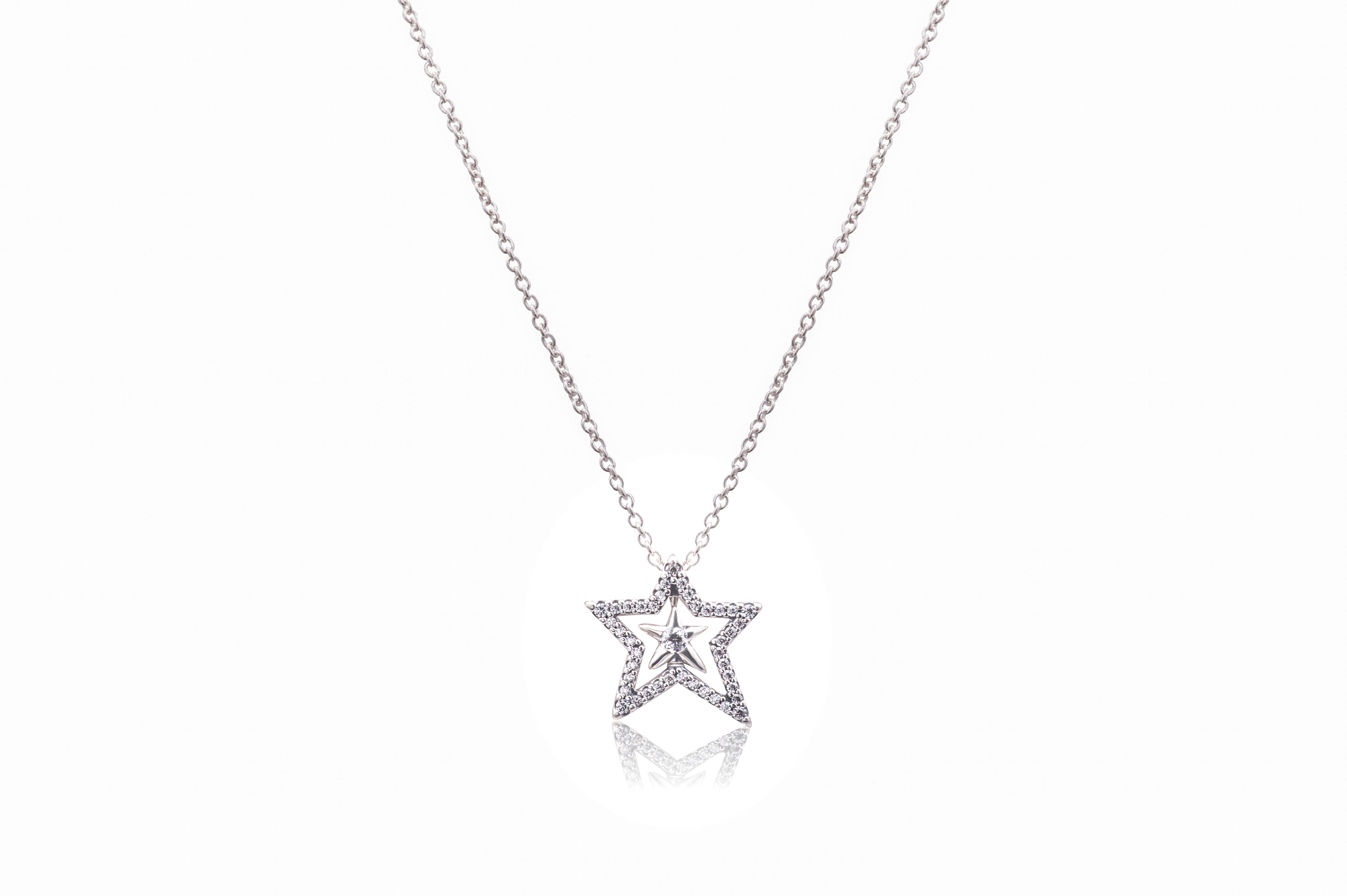 Pandora Pave Asymmetric Star Collier Necklace