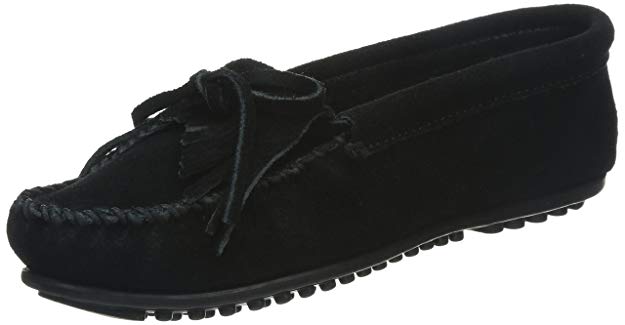 Minnetonka Womens Kilty Moccasin - Black - 6.5