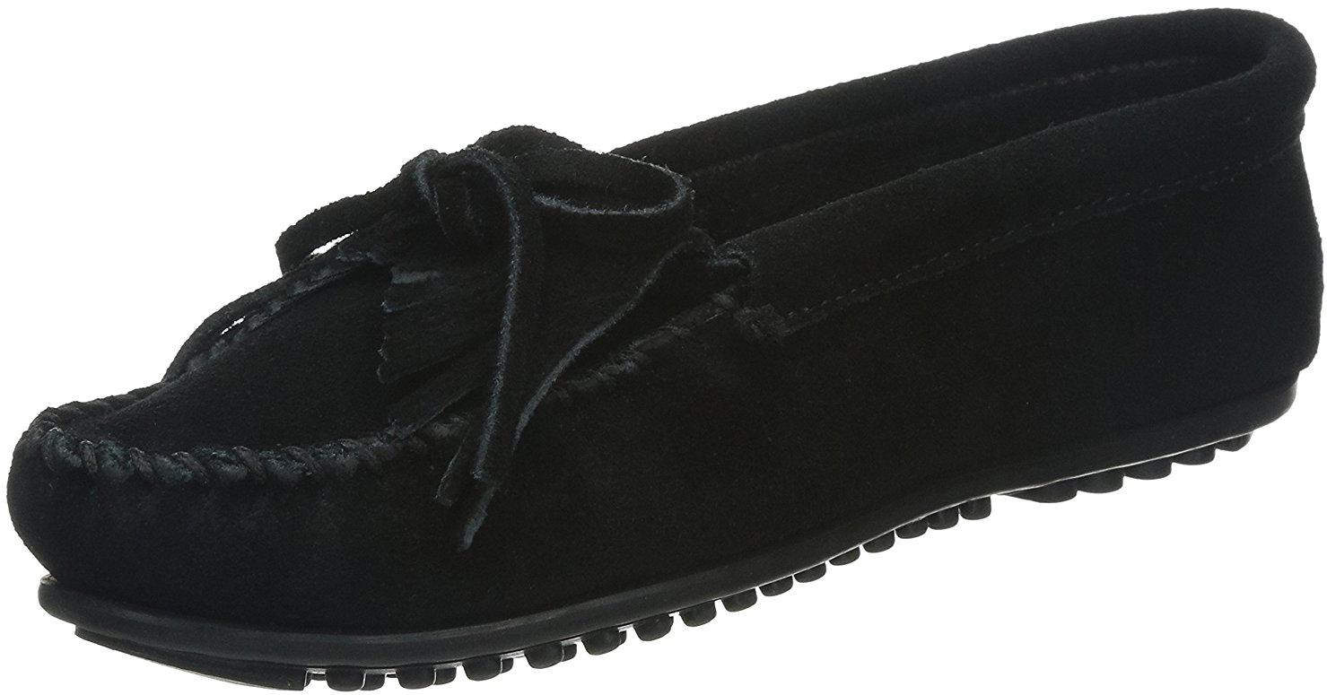 Minnetonka Womens Kilty Moccasin - Black - 6 M US