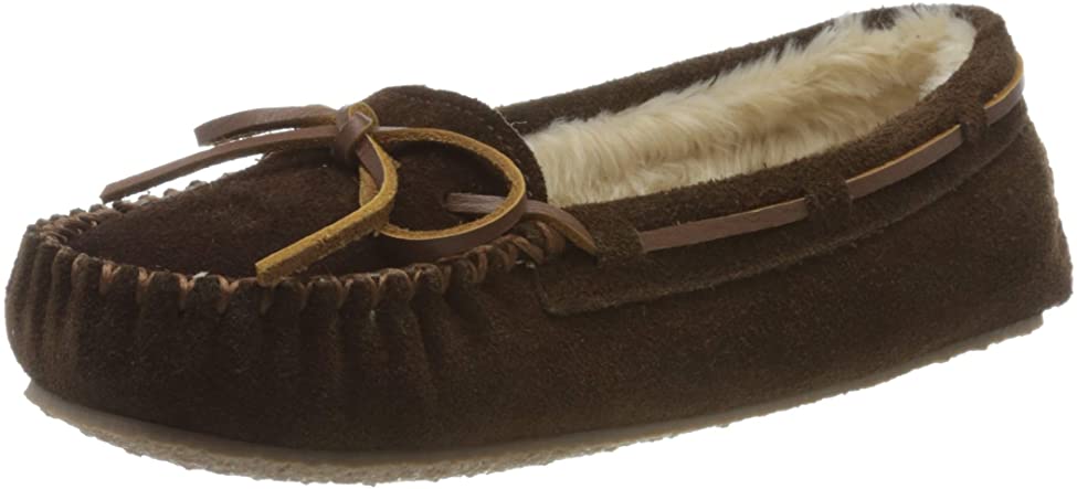 Minnetonka Womens Cally Faux Fur Slipper - Chocolate - 5.5
