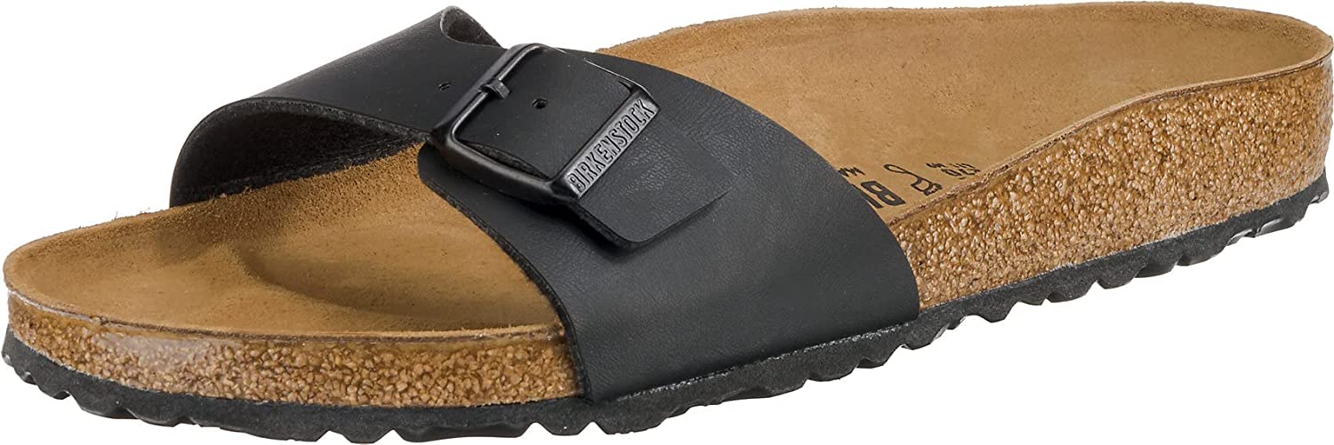 Birkenstock Womens Madrid Birko-Flor Patent Narrow Fit Sandal - Black - 35