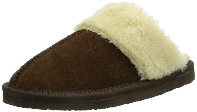 Minnetonka Womens Chesney Fur Lined Slippers - Chocolate - Size 6