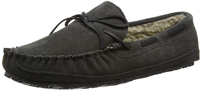 Minnetonka Mens Casey Slipper Charcoal Suede 9