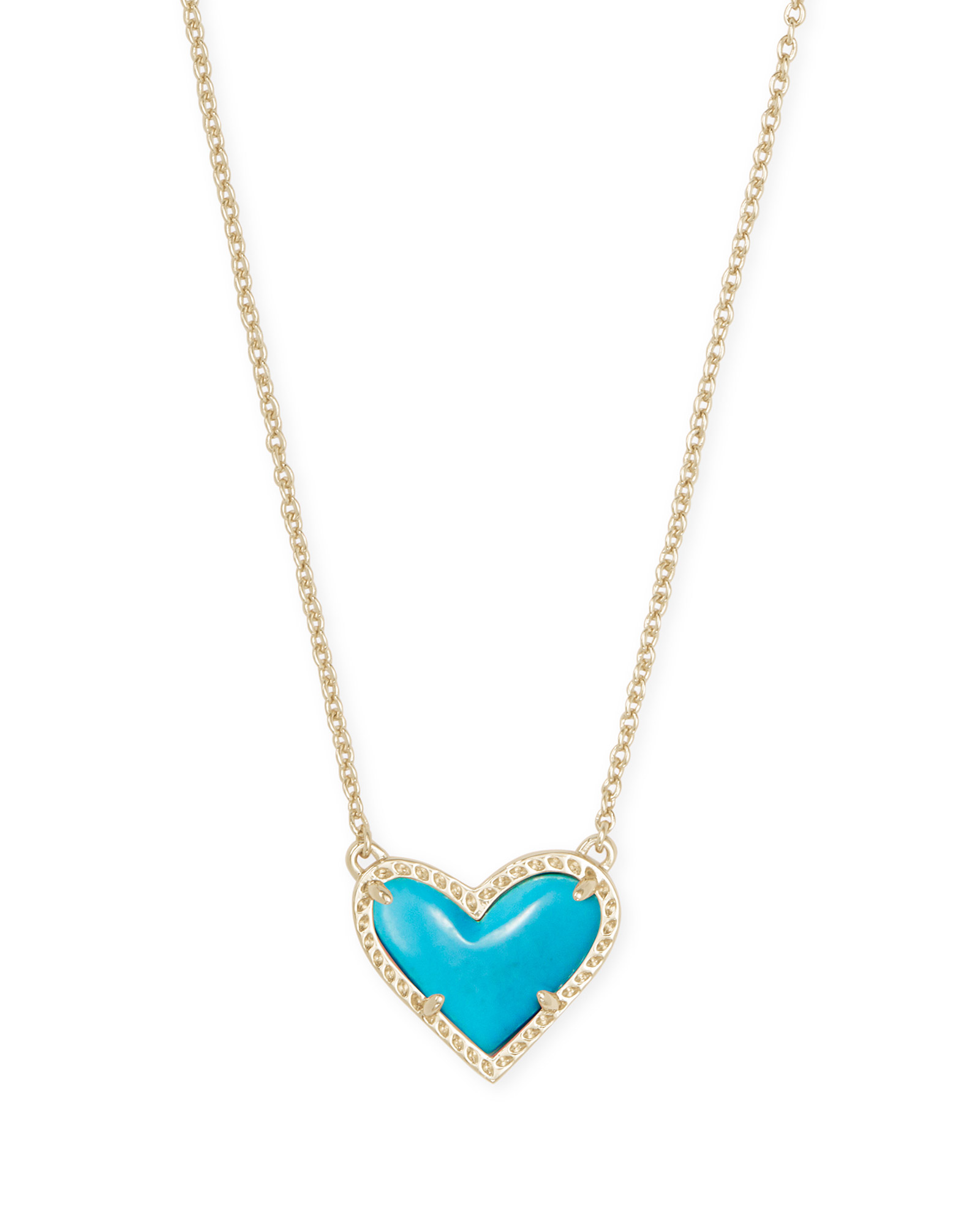 Kendra Scott Ari Heart Short Pendant Necklace Gold Turquoise