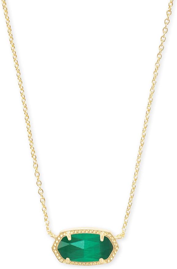 Kendra Scott Elisa Gold Pendant Necklace in Emerald Cats Eye