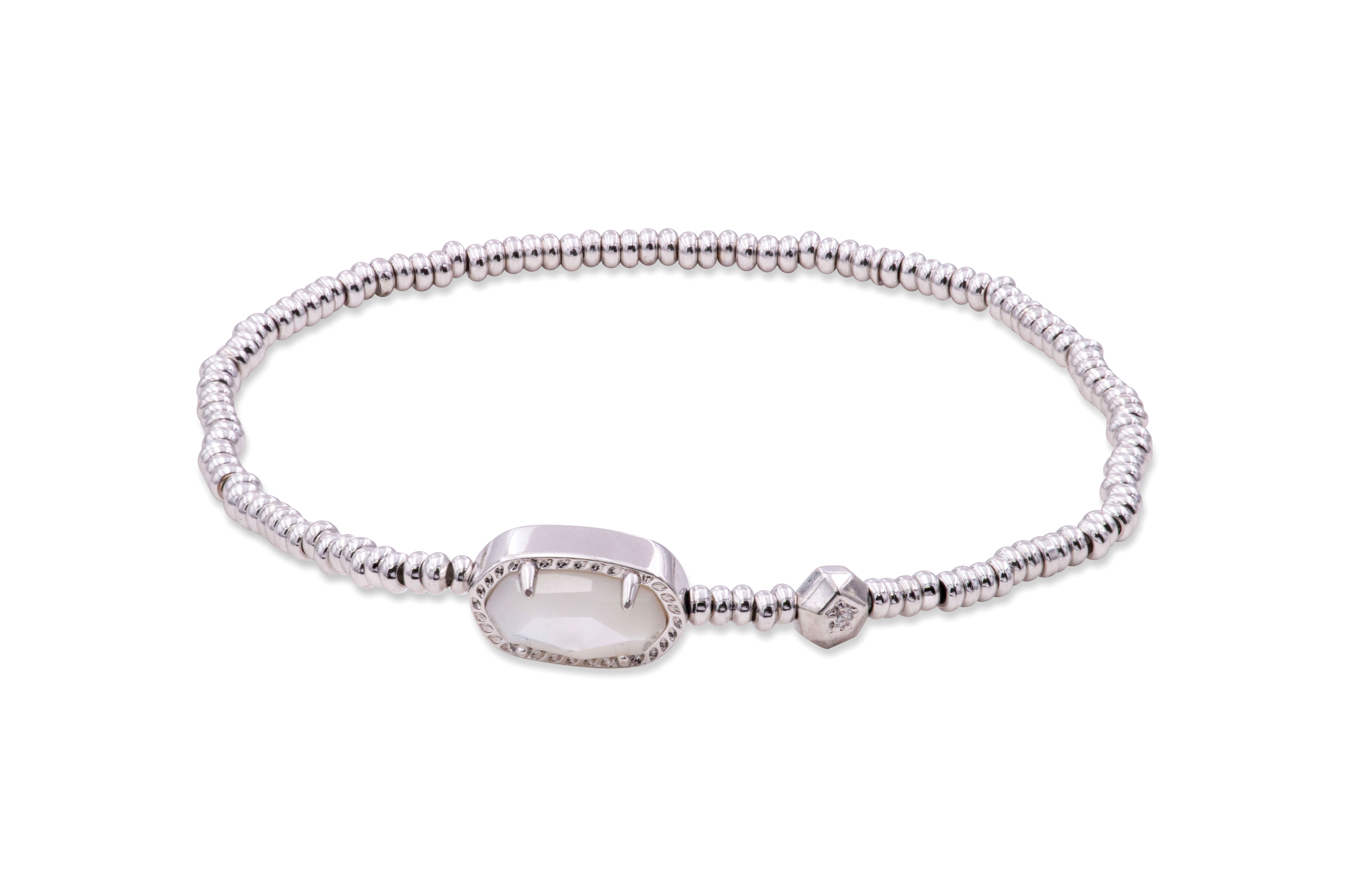 Kendra Scott Grayson Silver Stretch Bracelet in Ivory Mother-of-Pearl