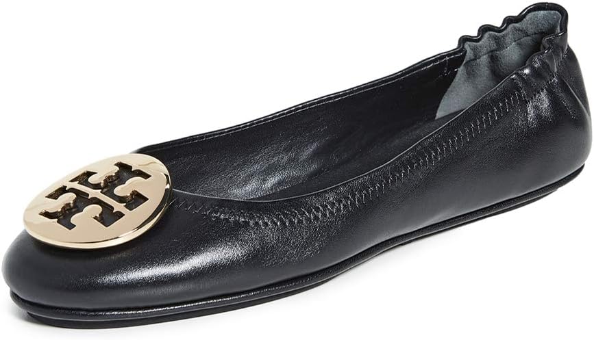 Tory Burch Womens Minnie Travel Ballet Flats - Perfect Black/Gold - 9