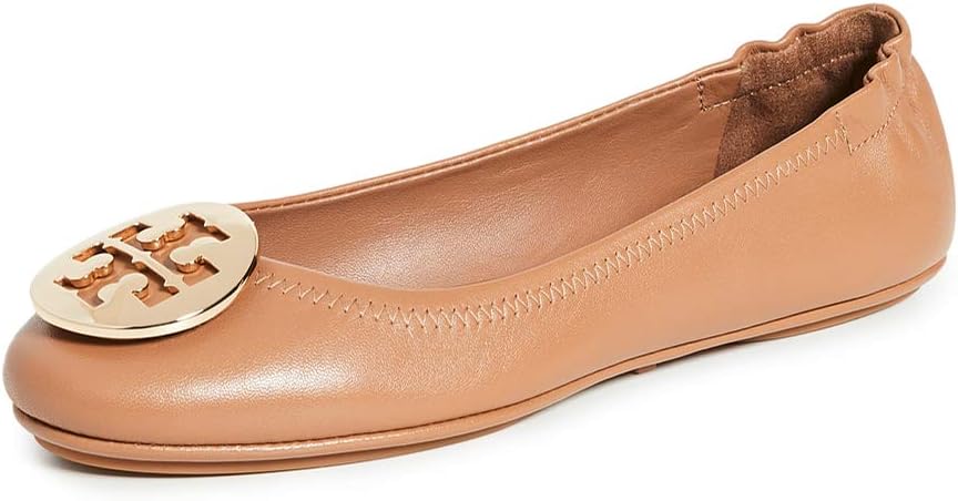 Tory Burch Womens Minnie Travel Ballet Flats - Royal Tan/Gold - 7.5