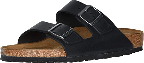 Birkenstock Unisex Arizona Leather Sandals - Black Oiled Leather - 43