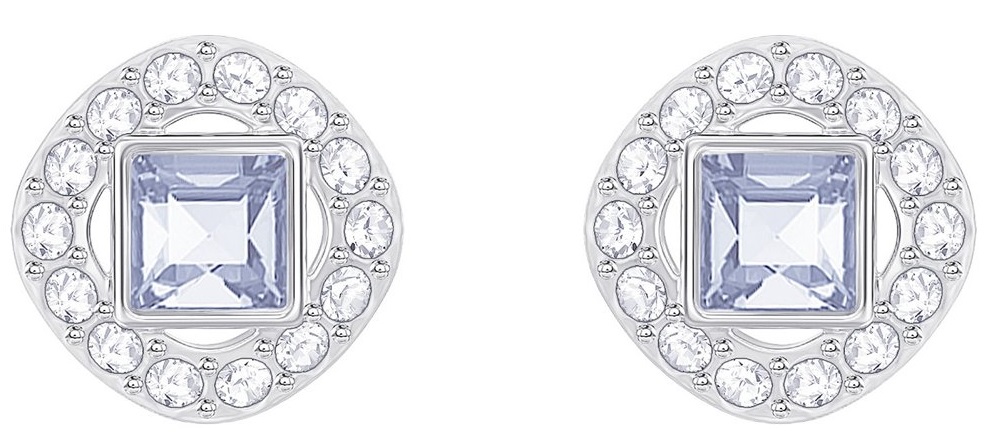 Swarovski Angelic Square Pierced Earrings - Blue - Rhodium Plating - 5352048