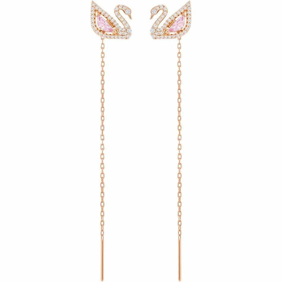 Swarovski Dazzling Swan Drop Earrings Swan - Pink - Rose Gold-Tone Plated