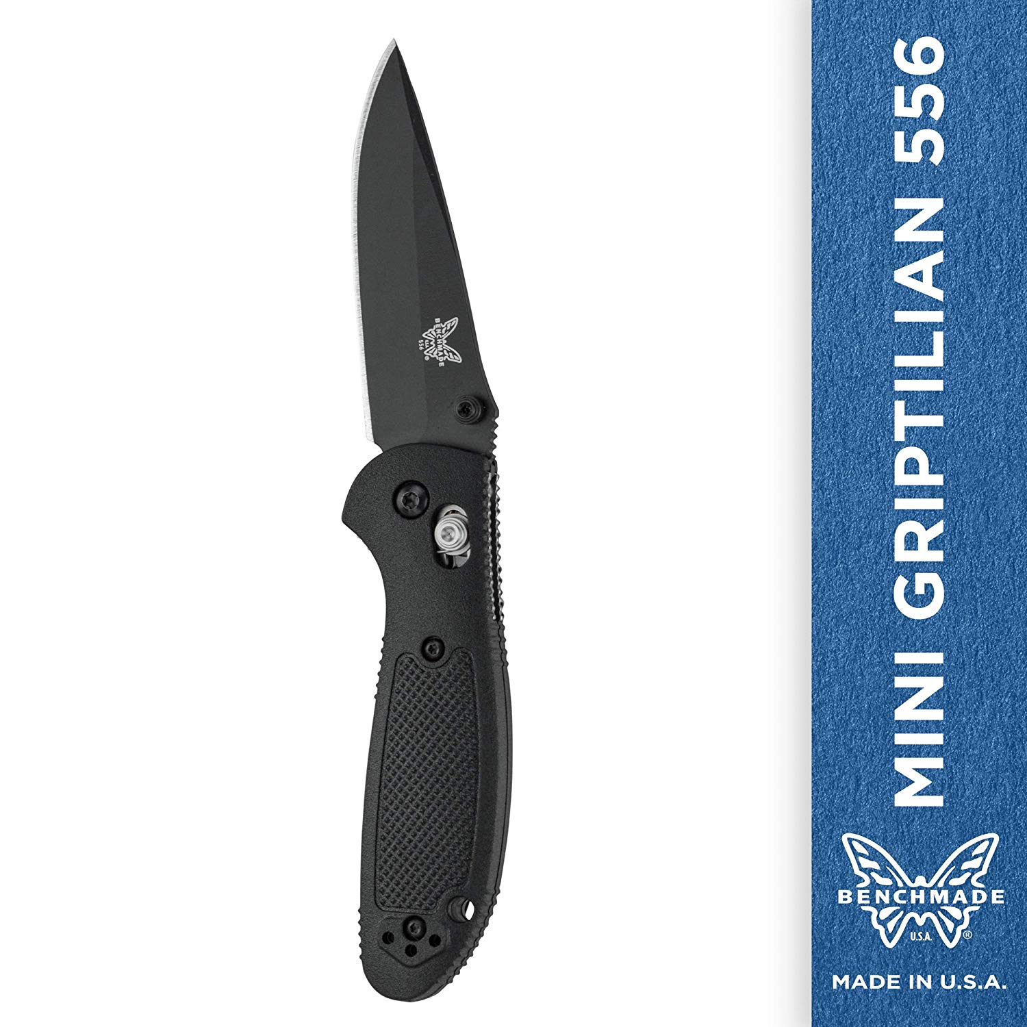 Benchmade Mini Griptilian 556 EDC Manual Open Folding Knife Black Handle