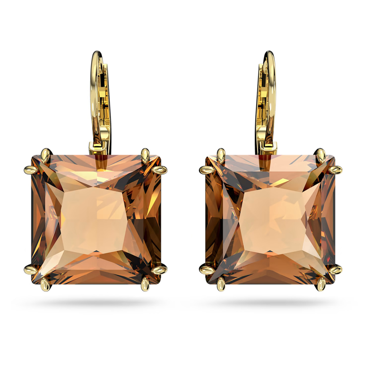 Swarovski Millenia Drop Earrings Square Cut - Brown - Gold-Tone Plated