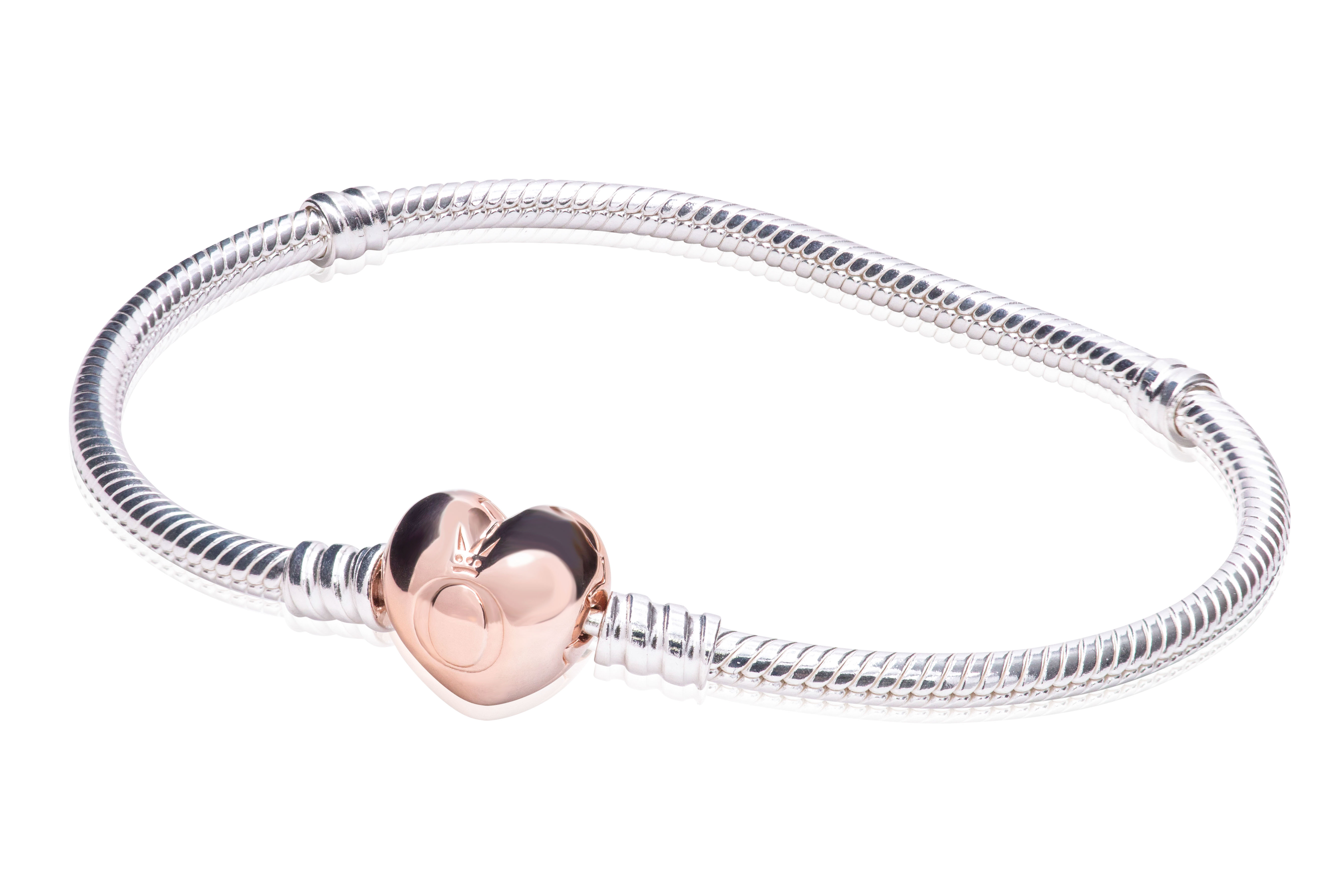 PANDORA Sterling Silver w/ PANDORA Rose Heart Clasp 21 cm / 8.3 in
