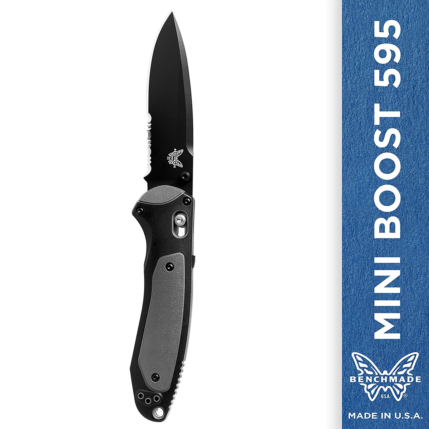 Benchmade Mini Boost 595 Knife - Serrated Drop-point - Coated Finish