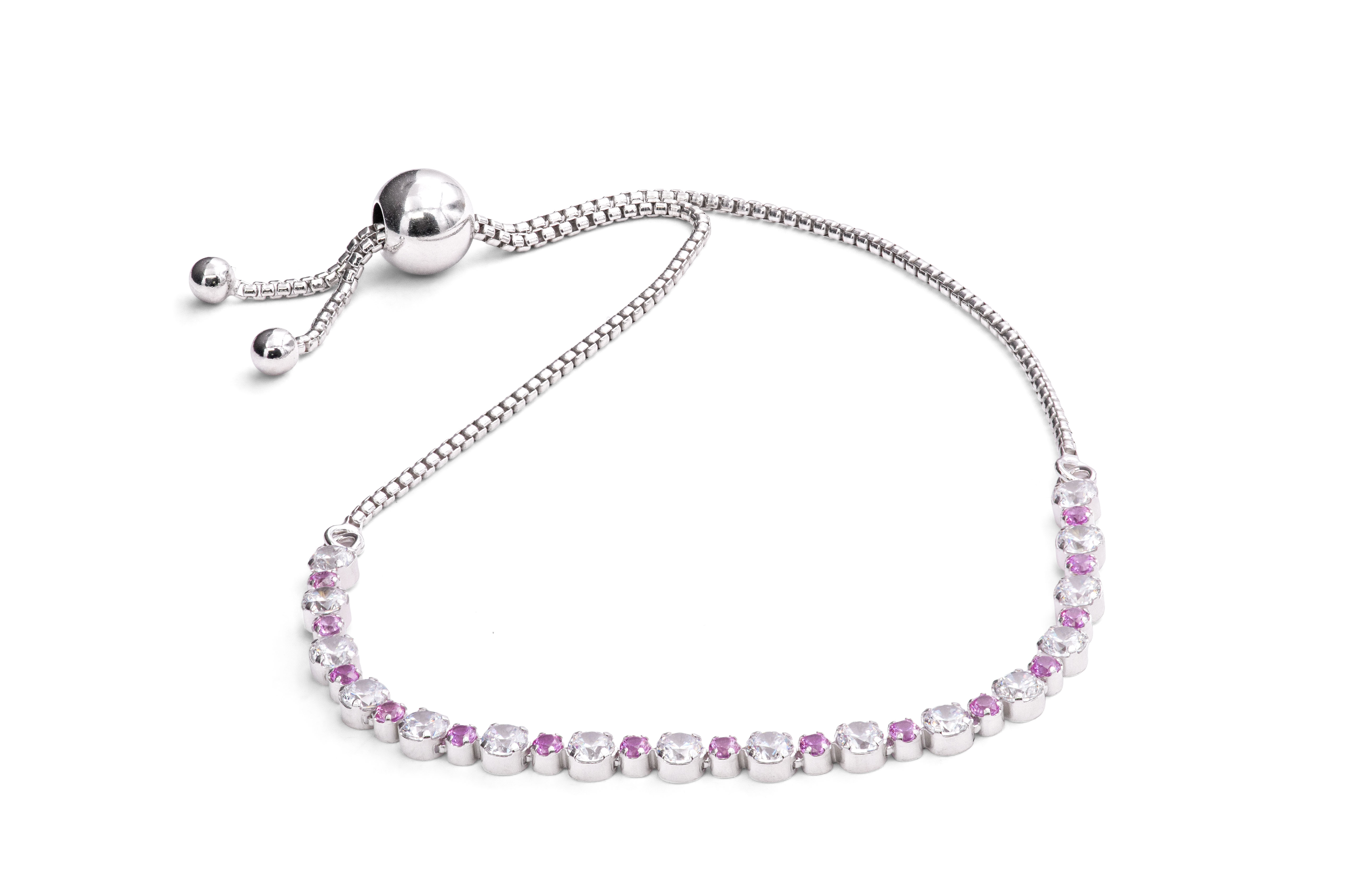 Pandora - Pink & Clear Sparkle Slider Bracelet - 598517C02-2
