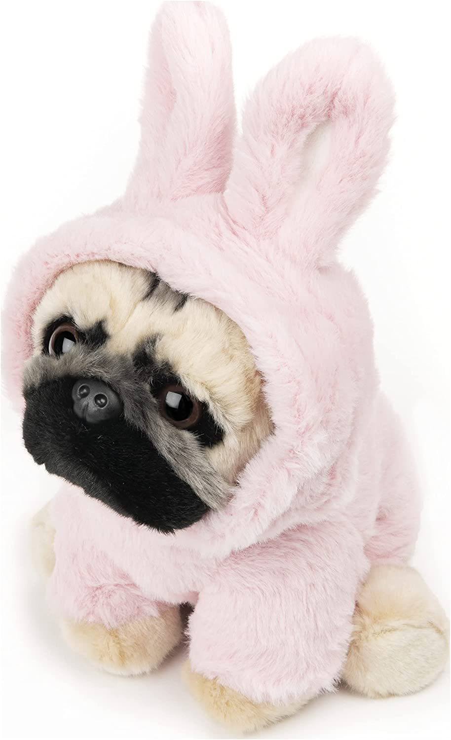 GUND Doug The Pug Fuzzy Pink Bunny Hoodie Doug for Ages 1 &Up - Pink - 9 Inch