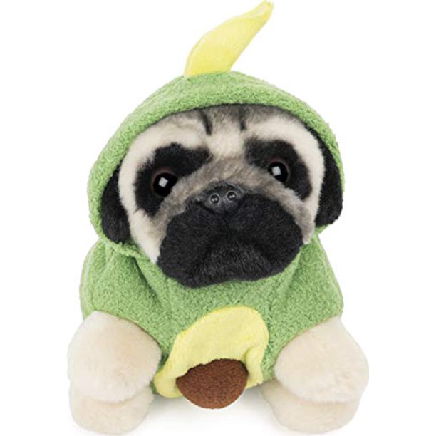 GUND Doug The Pug Avocado Hoodie Doug for Ages 1 &Up - Green/Yellow - 5 Inch