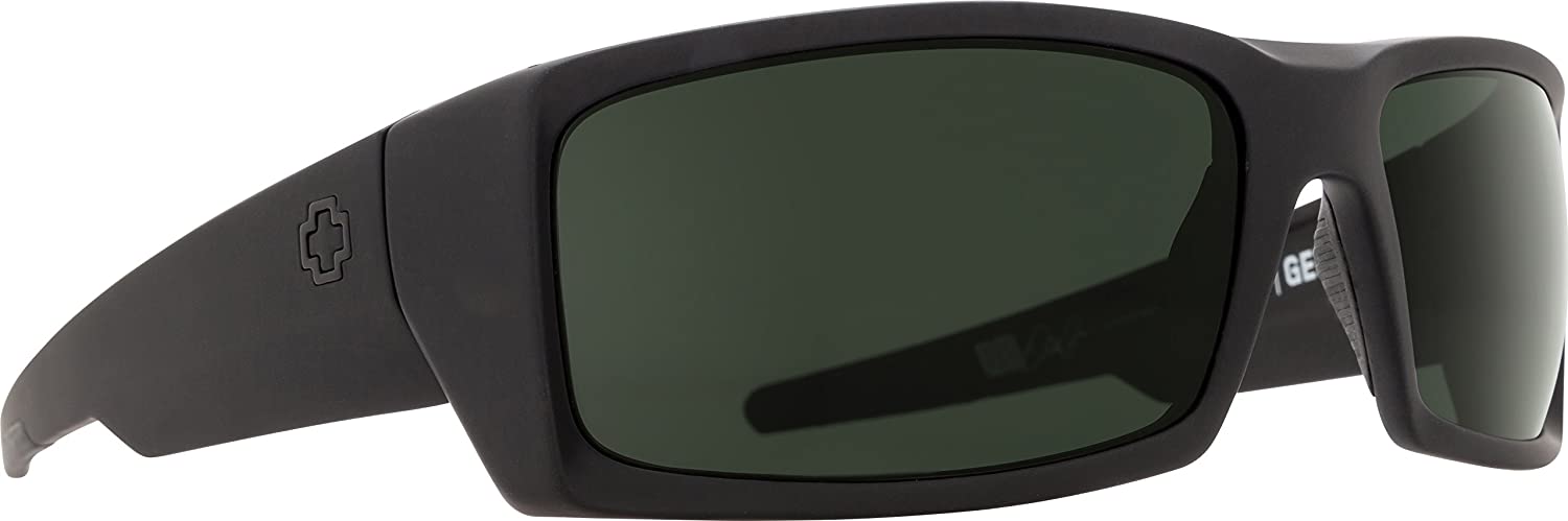 Spy Optic Mens General Rectangular Sunglasses - Soft Matte Black/Happy Gray/Green Polar - 60 mm