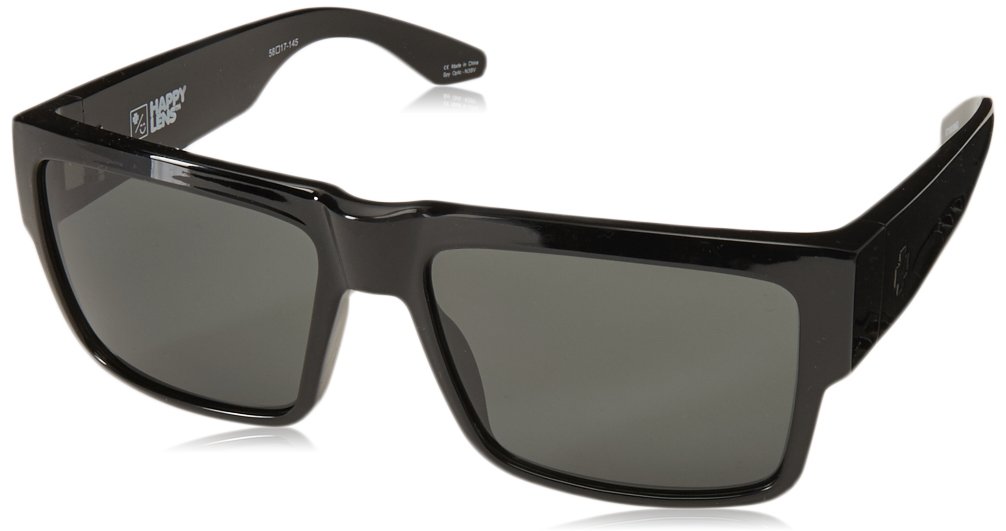 Spy Optic Cyrus Sunglasses Black Frame Grey Green Happy Lens