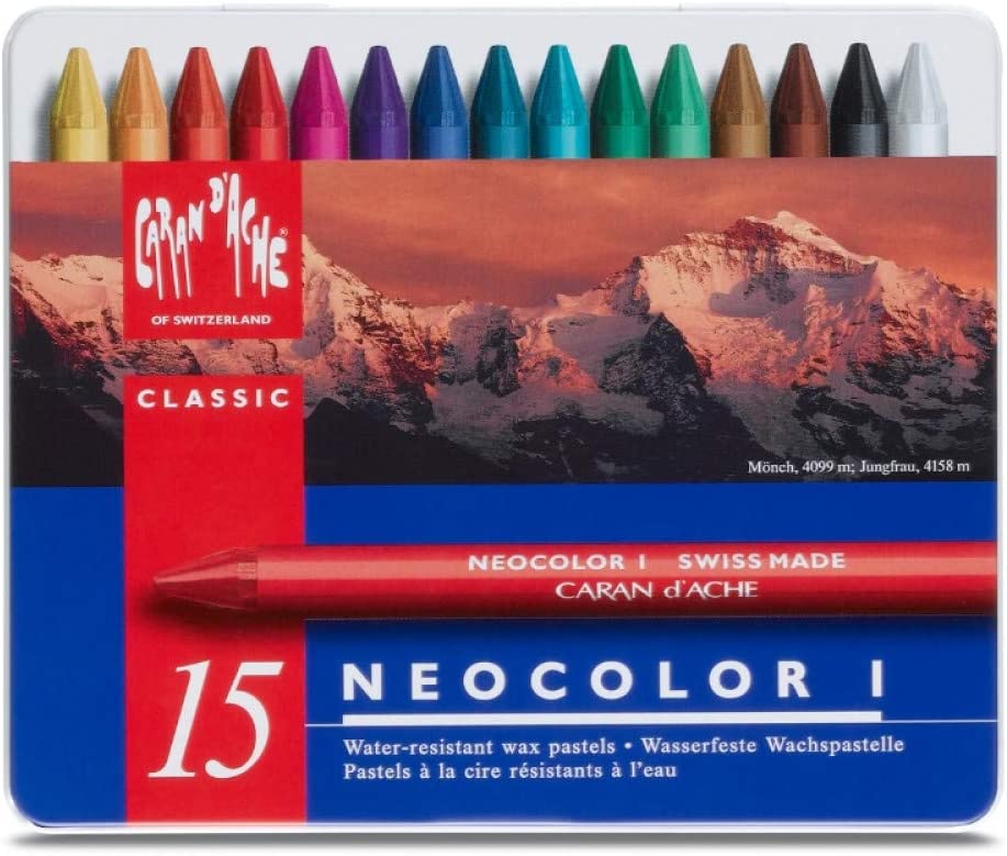 Caran DAche Neocolor I Water-Resistant Wax Pastels - 15 Colors